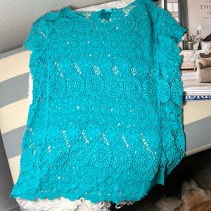Women’s Turquoise Lace Blouse